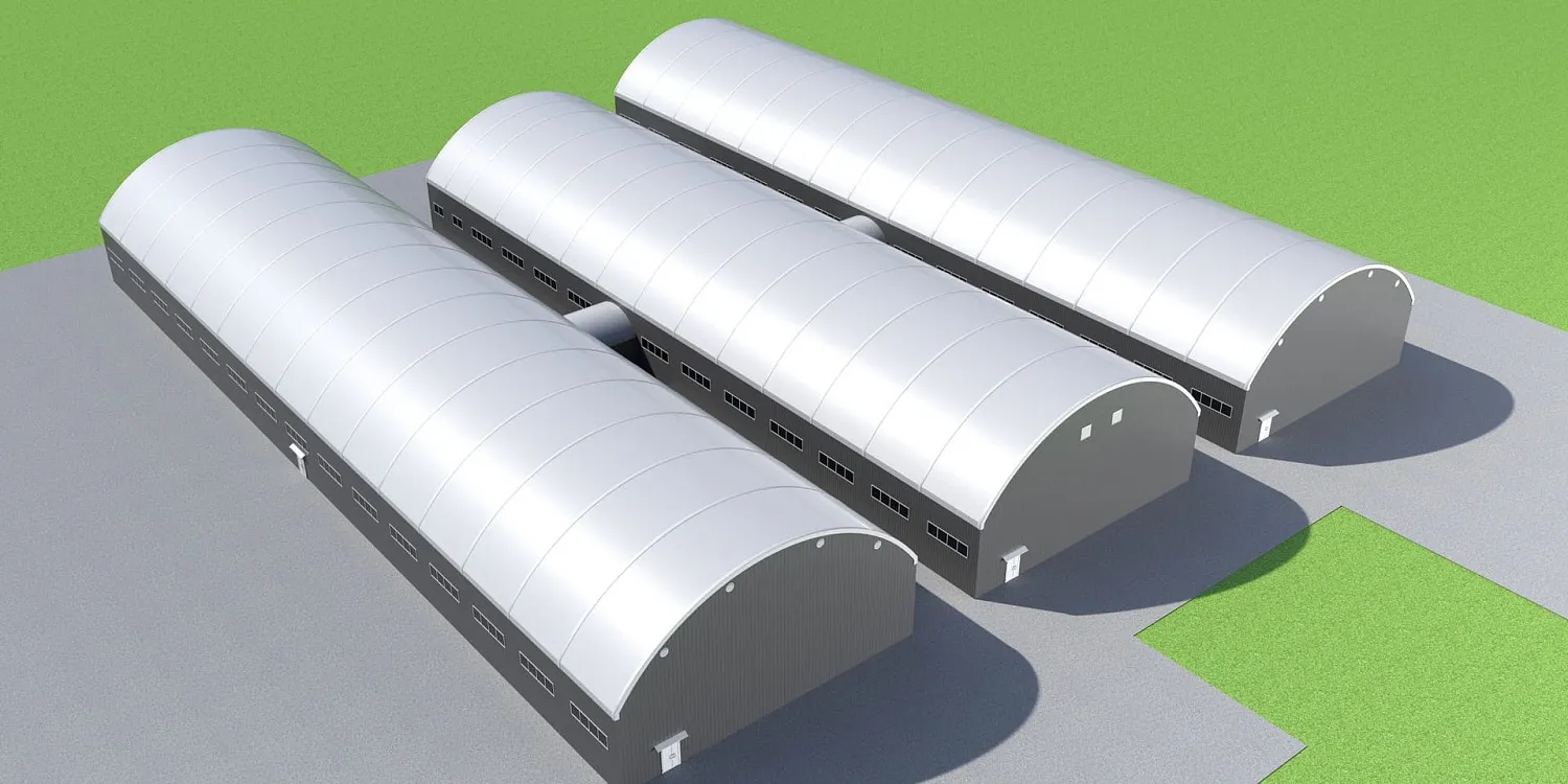 Завершение монтажа внешнего тента ангарного комплекса сооружений в Ростовской области